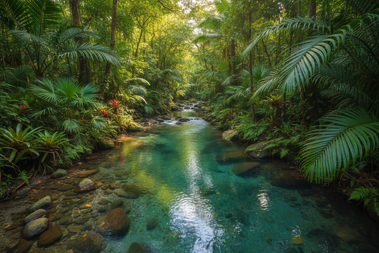 tropical meandering stream